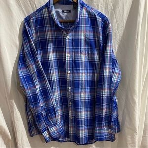 ⛳️IZOD Lightweight Plaid Shirt - Blue - Large